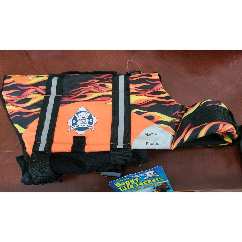 PAWS ABOARD Fire Lifeguard Dog Life Jacket Medium 20-50lbs Lbs New
